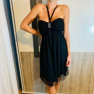 One shoulder strapless mini ruffles dress